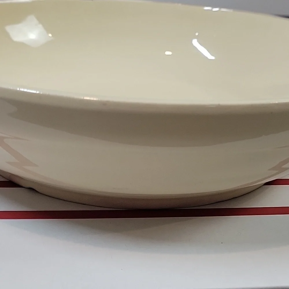 Pasta Bowl OvenProof Made in USA cream brown